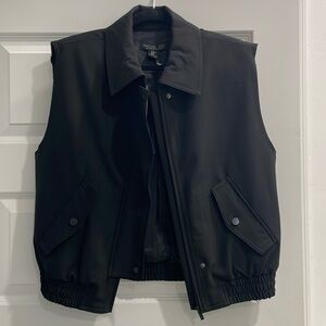 NWT Rachel Zoe black vest size M oversized shoulders with zipper and elastic